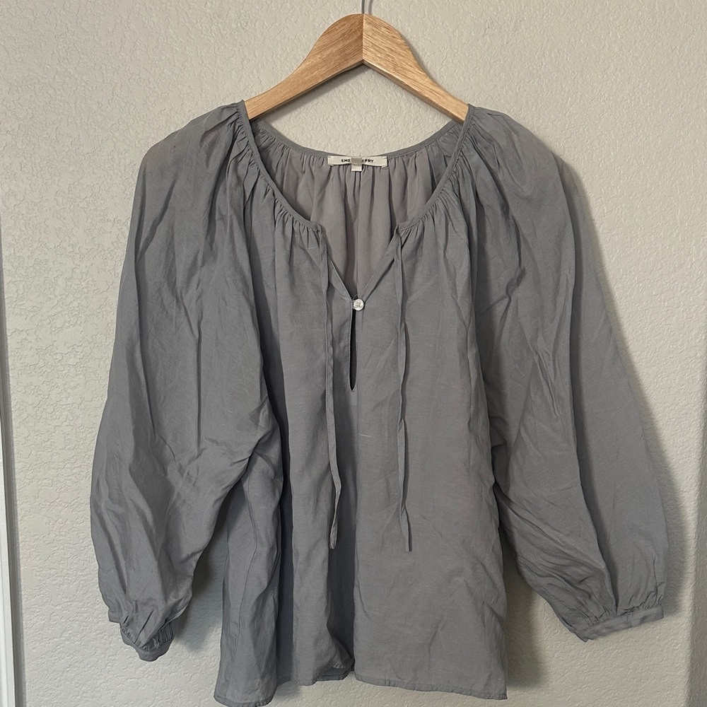Emerson Fry Gray Peasant Blouse